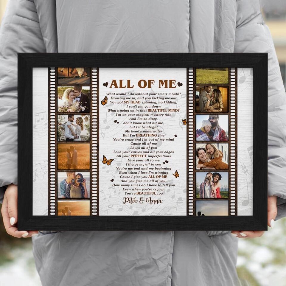 Film Role And Favorite Song Lyrics Custom Canvas Poster Anniversary Gift For Couples