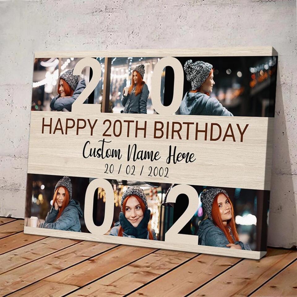Happy 20th Birthday Custom Canvas Poster Birthday Gift For Daughter
