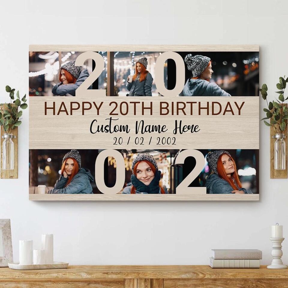 Happy 20th Birthday Custom Canvas Poster Birthday Gift For Daughter