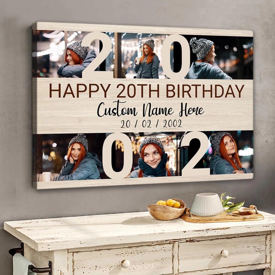 Happy 20th Birthday Custom Canvas Poster Birthday Gift For Daughter
