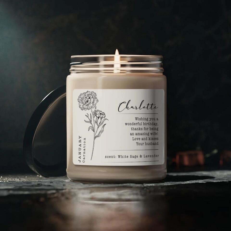 Wishing You A Wonderful Birthday - Personalized Scented Soy Candle - Gift For Birthday