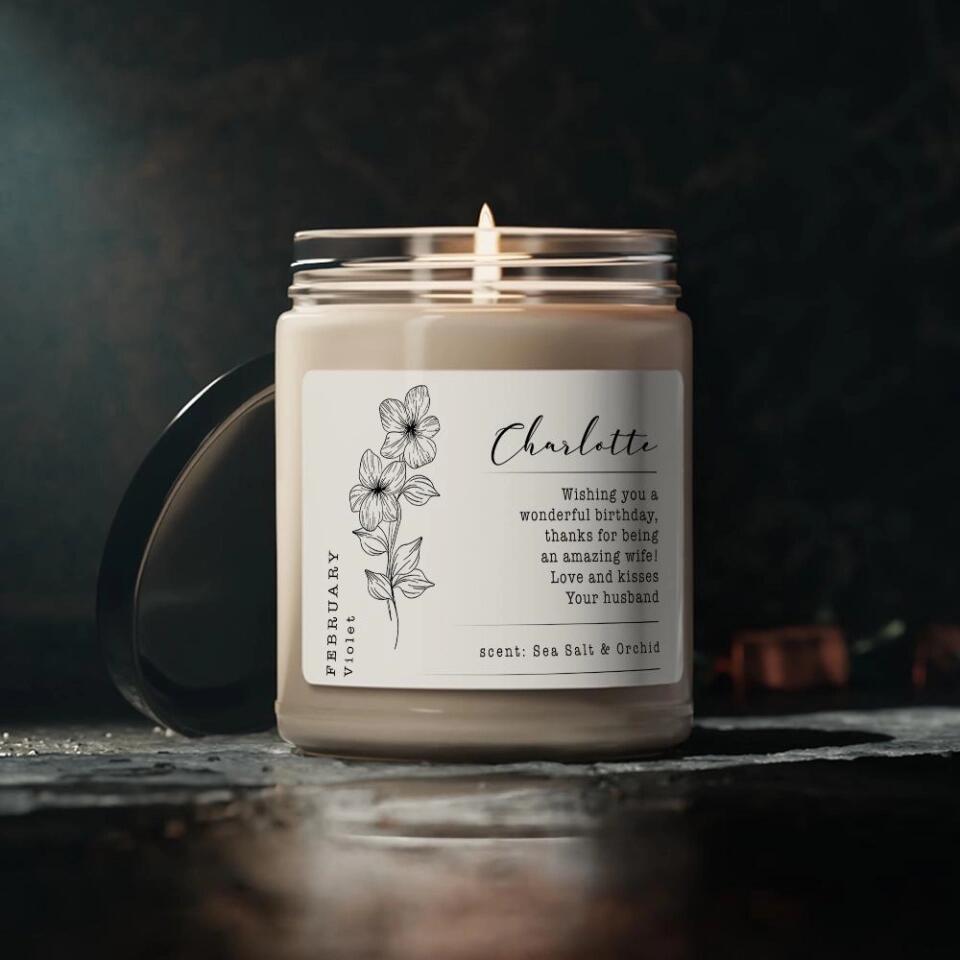 Wishing You A Wonderful Birthday - Personalized Scented Soy Candle - Gift For Birthday