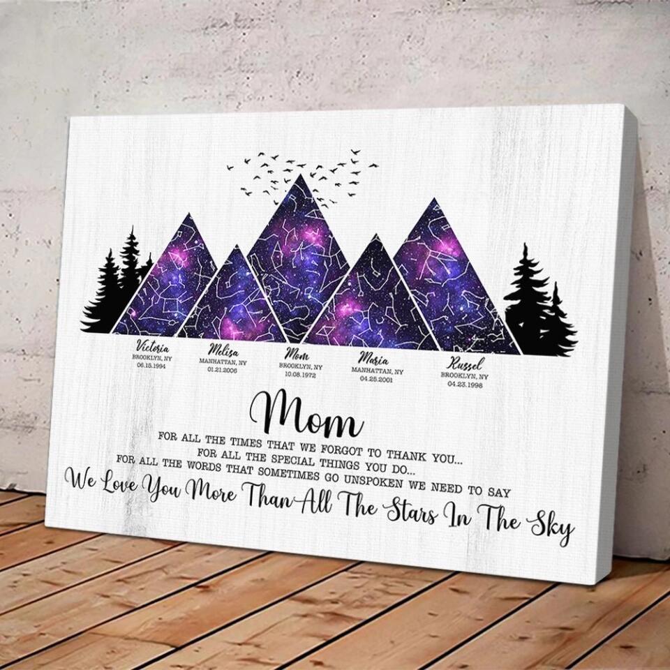 Mom We Love You More Than All The Stars In The Sky Custom Canvas Poster Gift For Mom