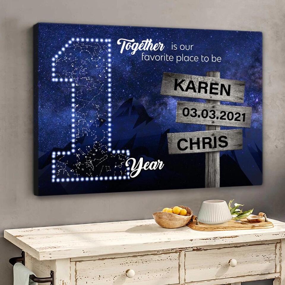Star Map Custom Together Is Our Favorite Place To Be - Personalized Canvas Poster Wall Art Home Decor -  Personalized Canvas Poster Wall Art - Gift for Wife, Husband, Girlfriend, Boyfriend On Valentine's Day, Anniversary, Birthday -  209IHPTHCA232