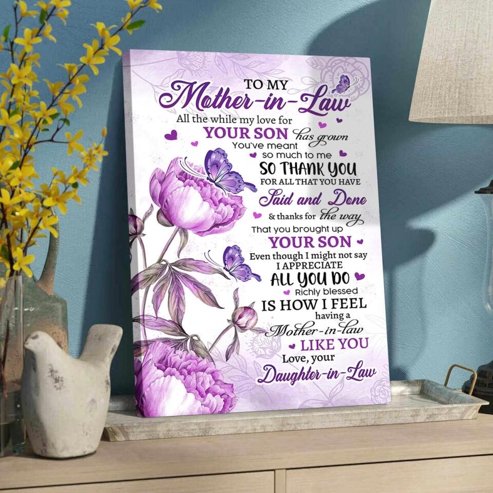 Thank You My Mother-in-Law Custom Canvas Poster Mother's Day Gift