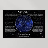Blue Pink Sky Night Star Map With Favorite Song - Personalized Canvas Poster Custom Star Map and Song - Gift for Wife, Husband, Girlfriend, Boyfriend On Valentine's Day, Anniversary, Birthday - 209IHPBNCA184