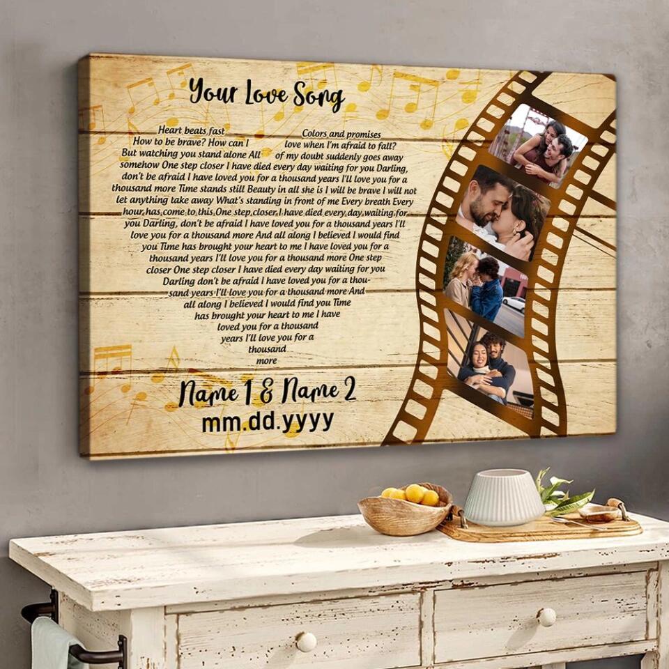 Custom Song Lyric Roll Film Photo Collage - Personalized Wall Art Canvas Poster - Anniversary Gift Ideas, Personalized Gift for Her Him - 209IHPTHCA249