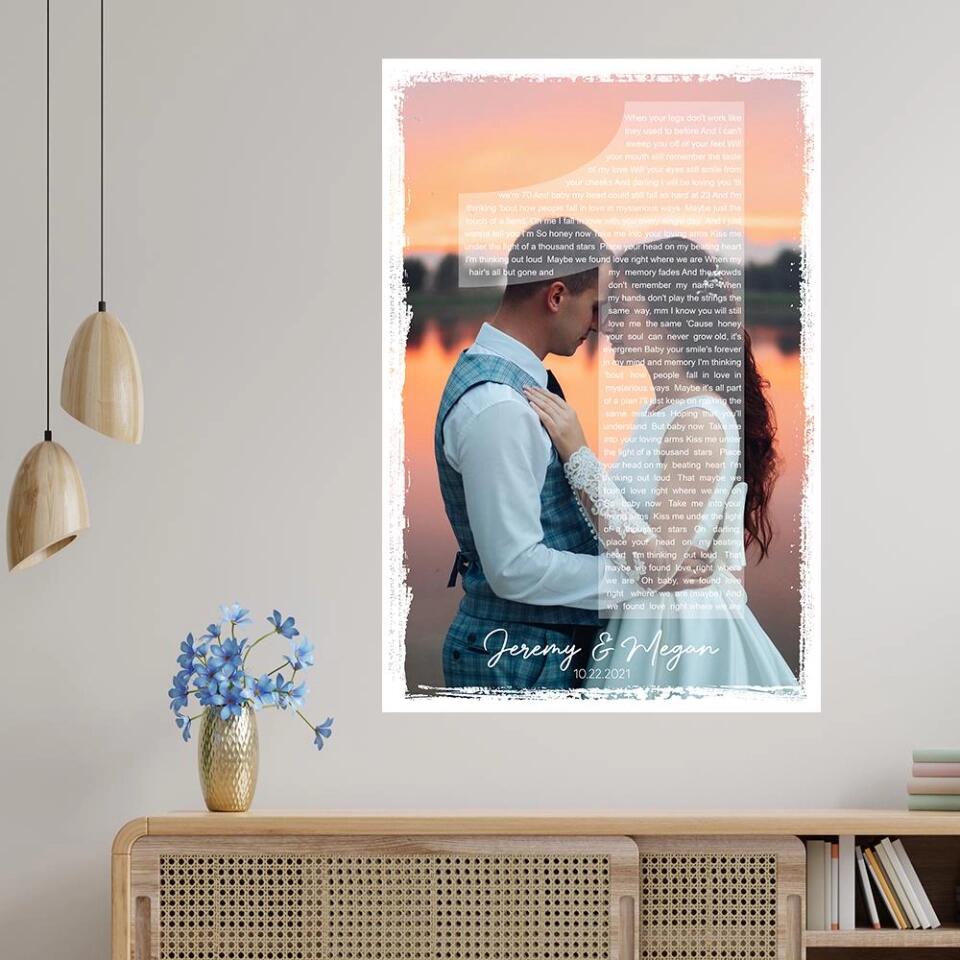 Custom Photo And Favorite Song Lyrics Custom Canvas Poster 1 Year Anniversary Gift For Couples