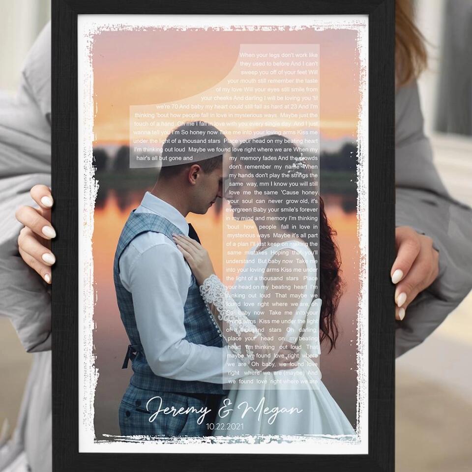 Custom Photo And Favorite Song Lyrics Custom Canvas Poster 1 Year Anniversary Gift For Couples