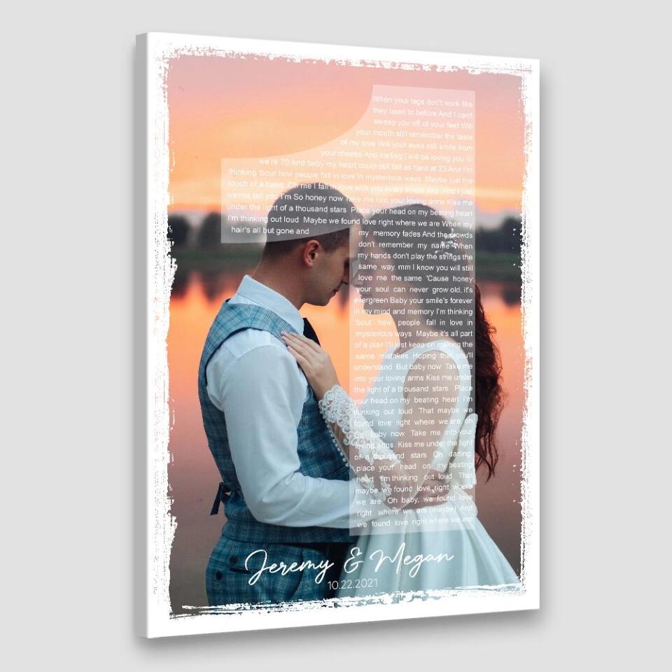 Custom Photo And Favorite Song Lyrics Custom Canvas Poster 1 Year Anniversary Gift For Couples