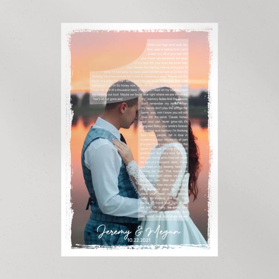 Custom Photo And Favorite Song Lyrics Custom Canvas Poster 1 Year Anniversary Gift For Couples