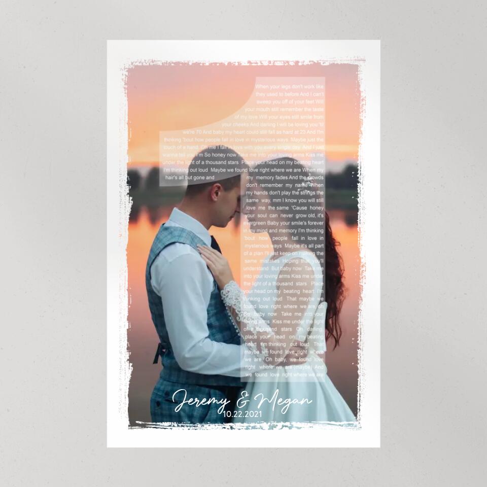 Custom Photo And Favorite Song Lyrics Custom Canvas Poster 1 Year Anniversary Gift For Couples