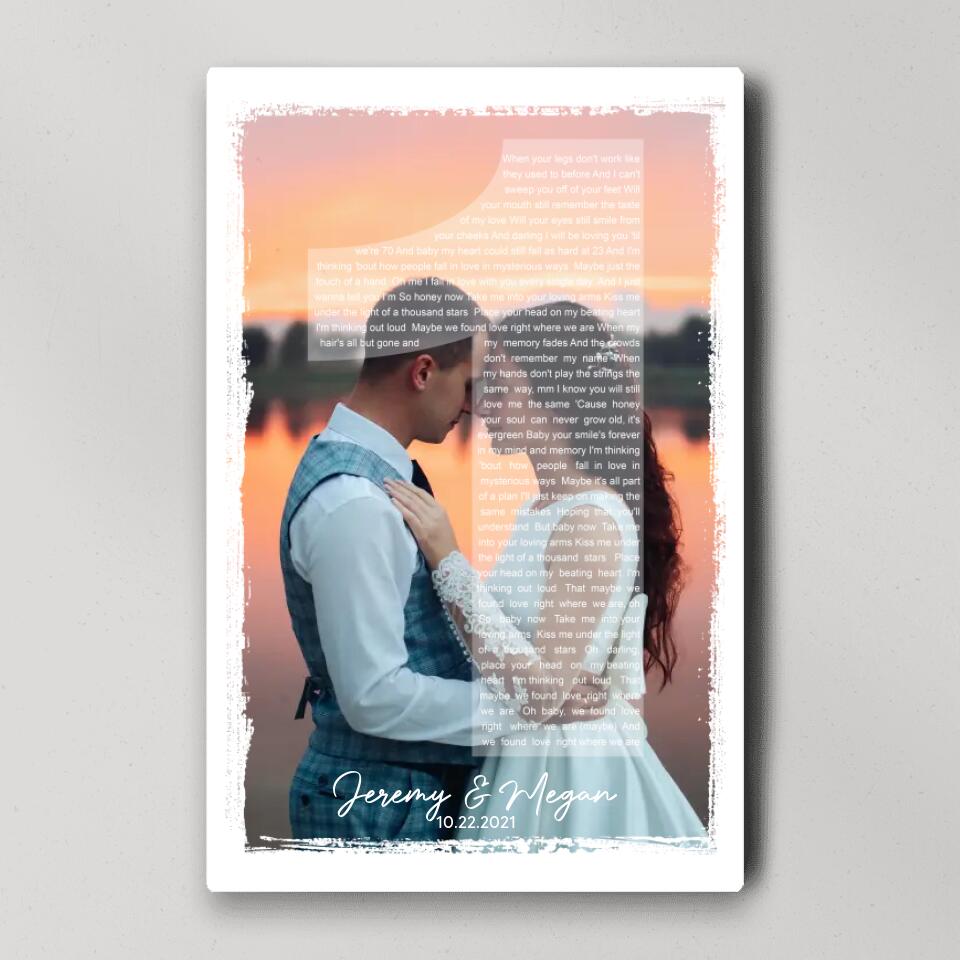 Custom Photo And Favorite Song Lyrics Custom Canvas Poster 1 Year Anniversary Gift For Couples