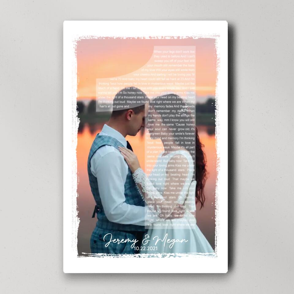 Custom Photo And Favorite Song Lyrics Custom Canvas Poster 1 Year Anniversary Gift For Couples