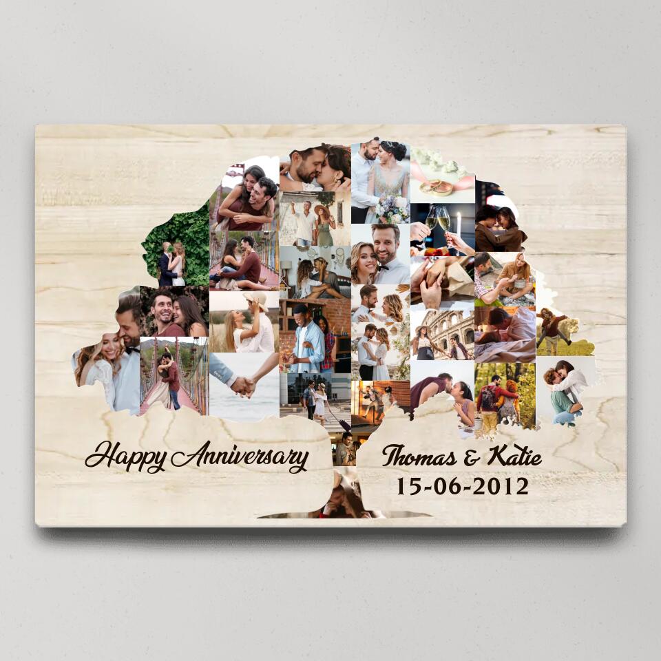 Tree Of Love Photo Collage Custom Canvas Poster Anniversary Gift For Couples