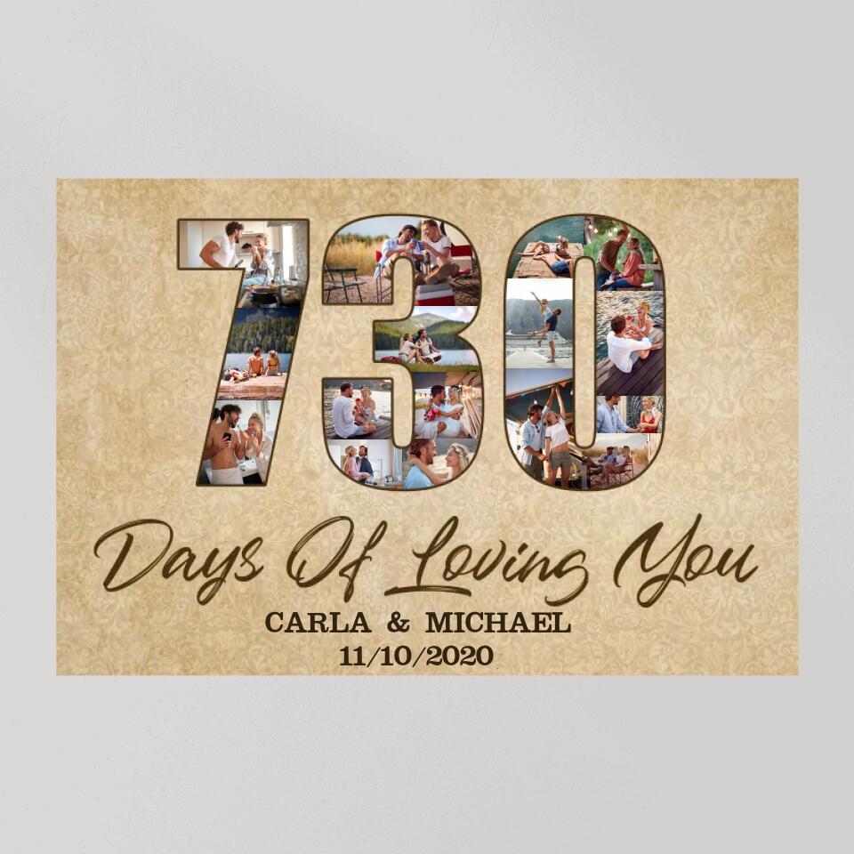 730 Days 2 Years Of Loving You Custom Canvas Poster 2 Years Anniversary Gift