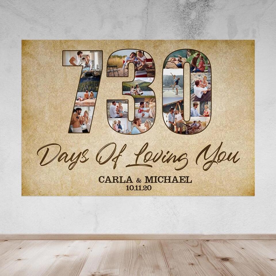 730 Days 2 Years Of Loving You Custom Canvas Poster 2 Years Anniversary Gift