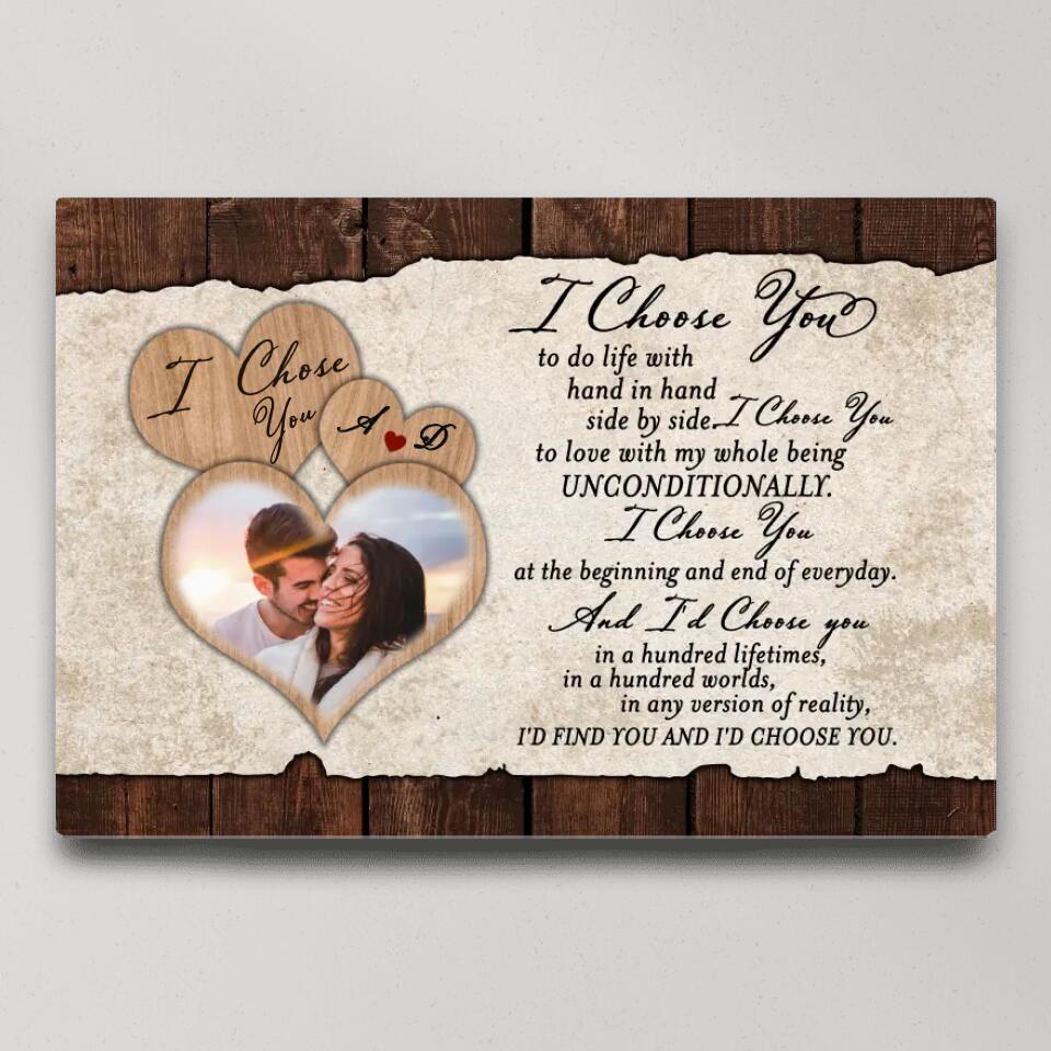 I Choose You To Do Life With Hand In Hand Custom Canvas Poster Anniversary Gift For Couples