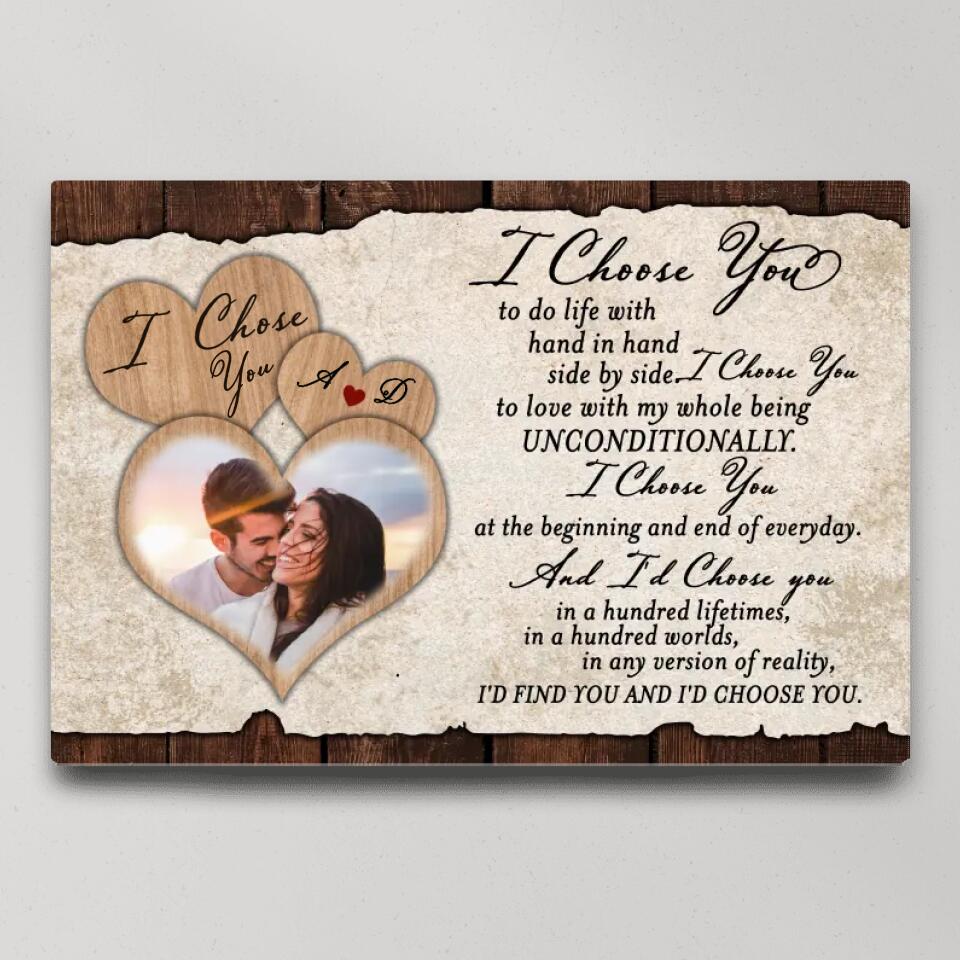 I Choose You To Do Life With Hand In Hand Custom Canvas Poster Anniversary Gift For Couples