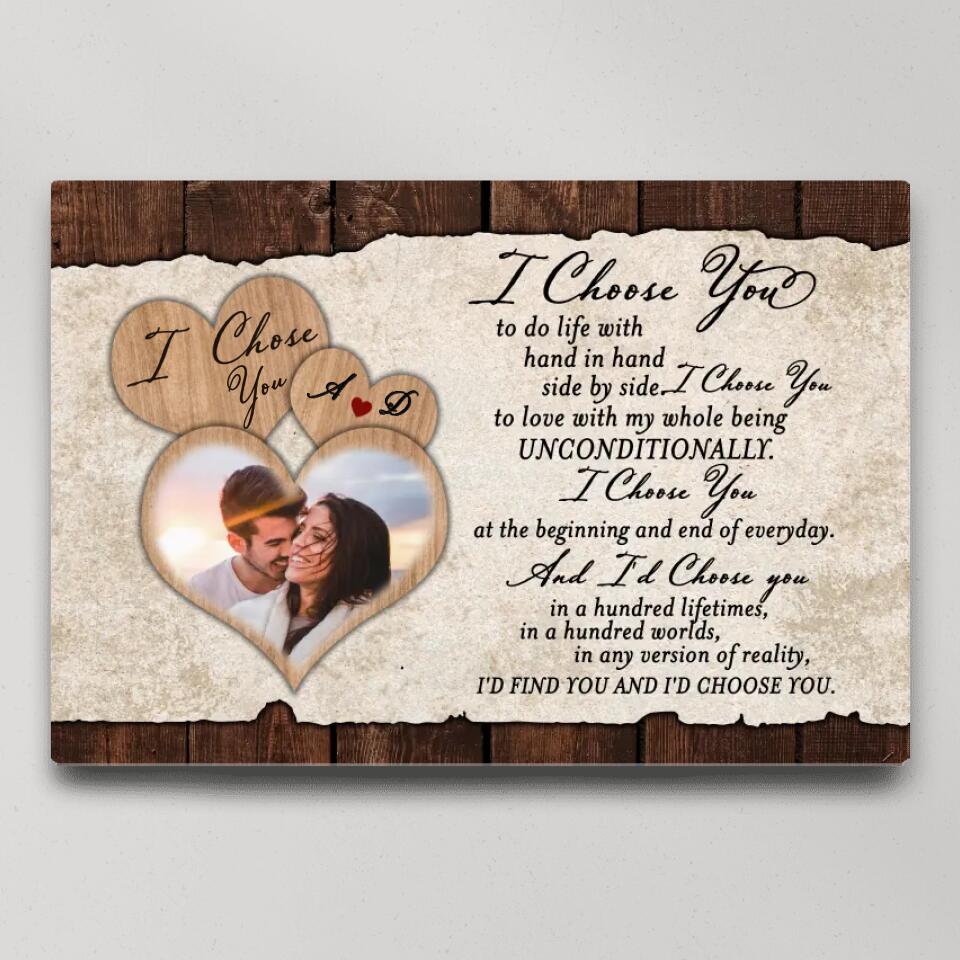 I Choose You To Do Life With Hand In Hand Custom Canvas Poster Anniversary Gift For Couples