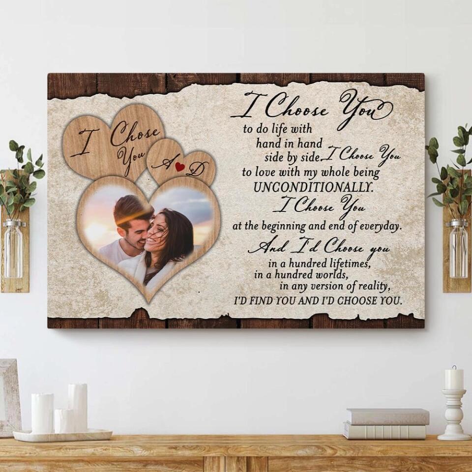 I Choose You To Do Life With Hand In Hand Custom Canvas Poster Anniversary Gift For Couples