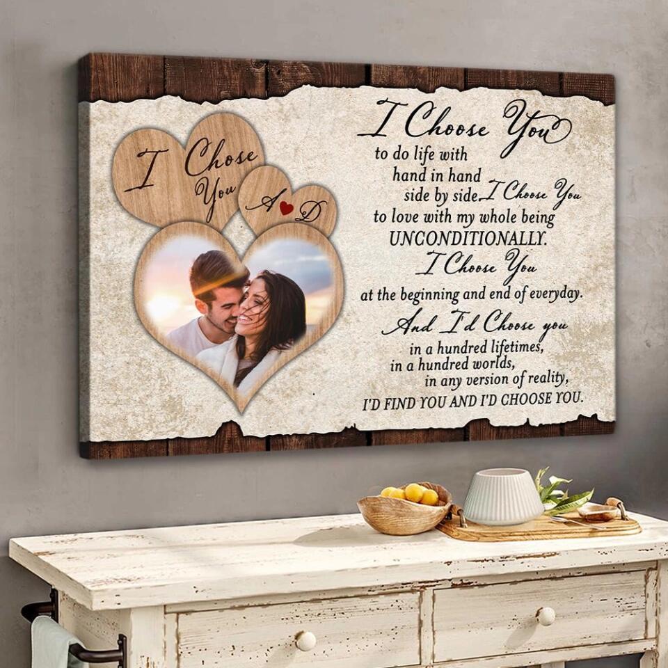 I Choose You To Do Life With Hand In Hand Custom Canvas Poster Anniversary Gift For Couples