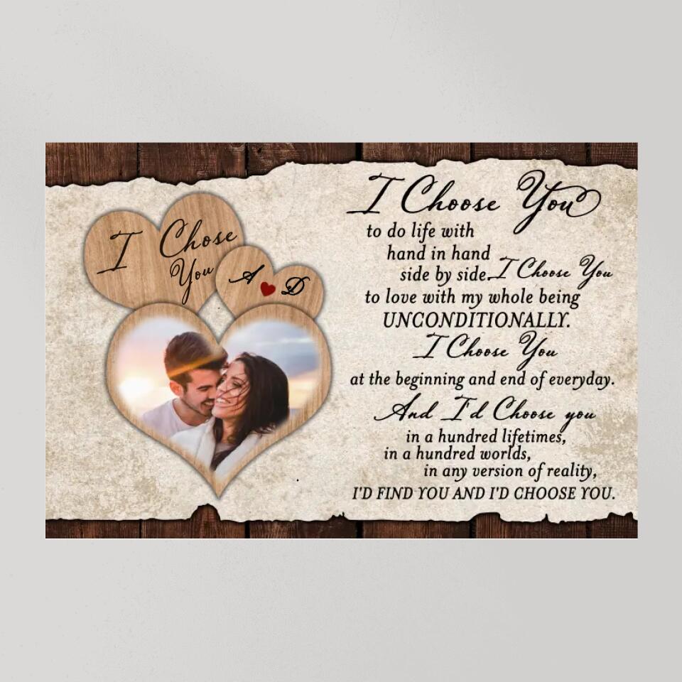 I Choose You To Do Life With Hand In Hand Custom Canvas Poster Anniversary Gift For Couples
