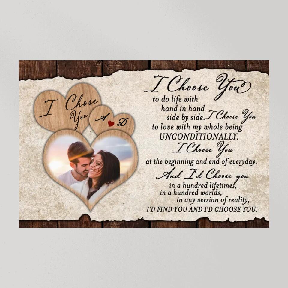 I Choose You To Do Life With Hand In Hand Custom Canvas Poster Anniversary Gift For Couples