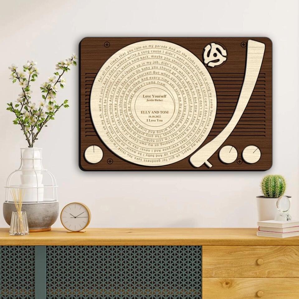 Couple Wooden Sign Vinyl Record Favorite Song Lyrics Custom Wooden Art Anniversary Gift For Couples