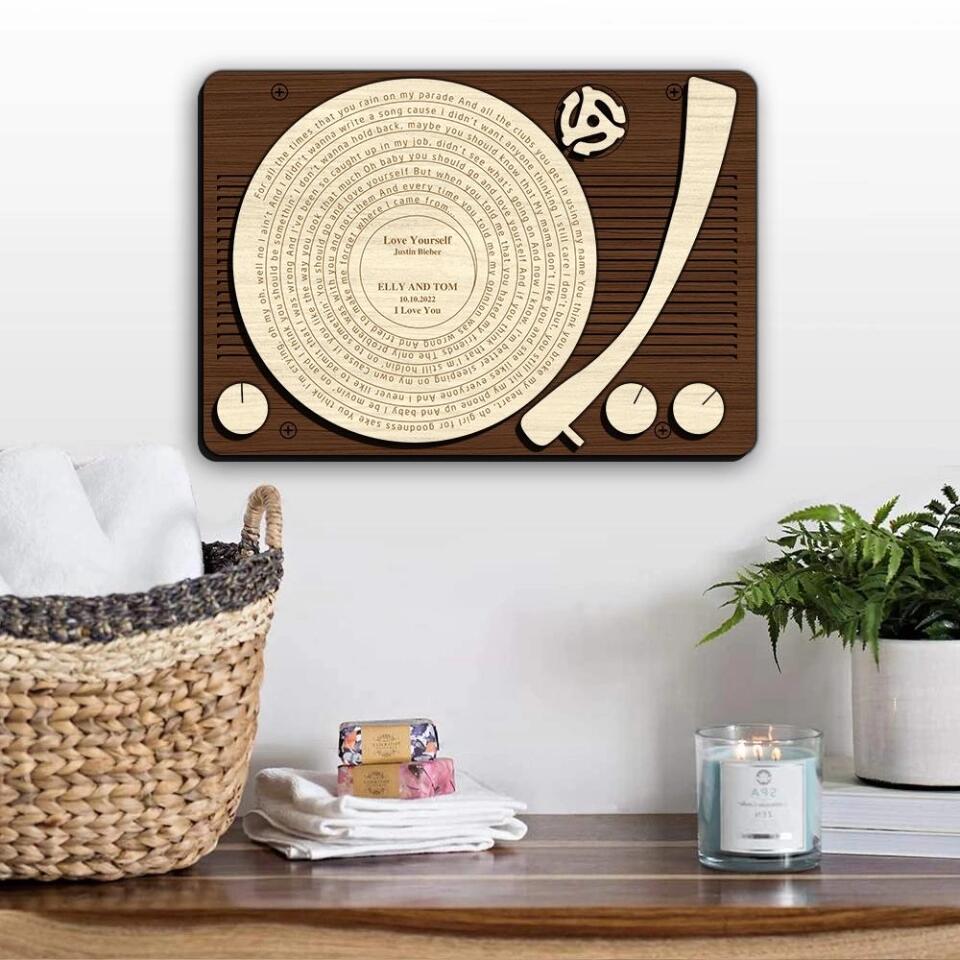 Couple Wooden Sign Vinyl Record Favorite Song Lyrics Custom Wooden Art Anniversary Gift For Couples