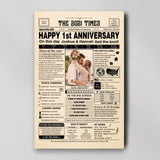 Happy 1st Anniversary The 2021 Times Newspaper-Best Personalized Poster/Canvas Gift For 1 Year Anniversary Husband Wife Boyfriend Girlfriend-209IHNNPCA598