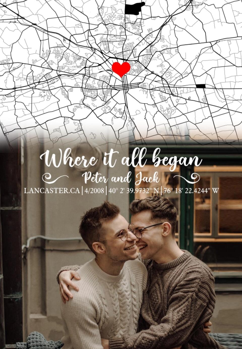 Custom Map Photo Quote Where It All Began Canvas Poster Wedding Gift For Couples