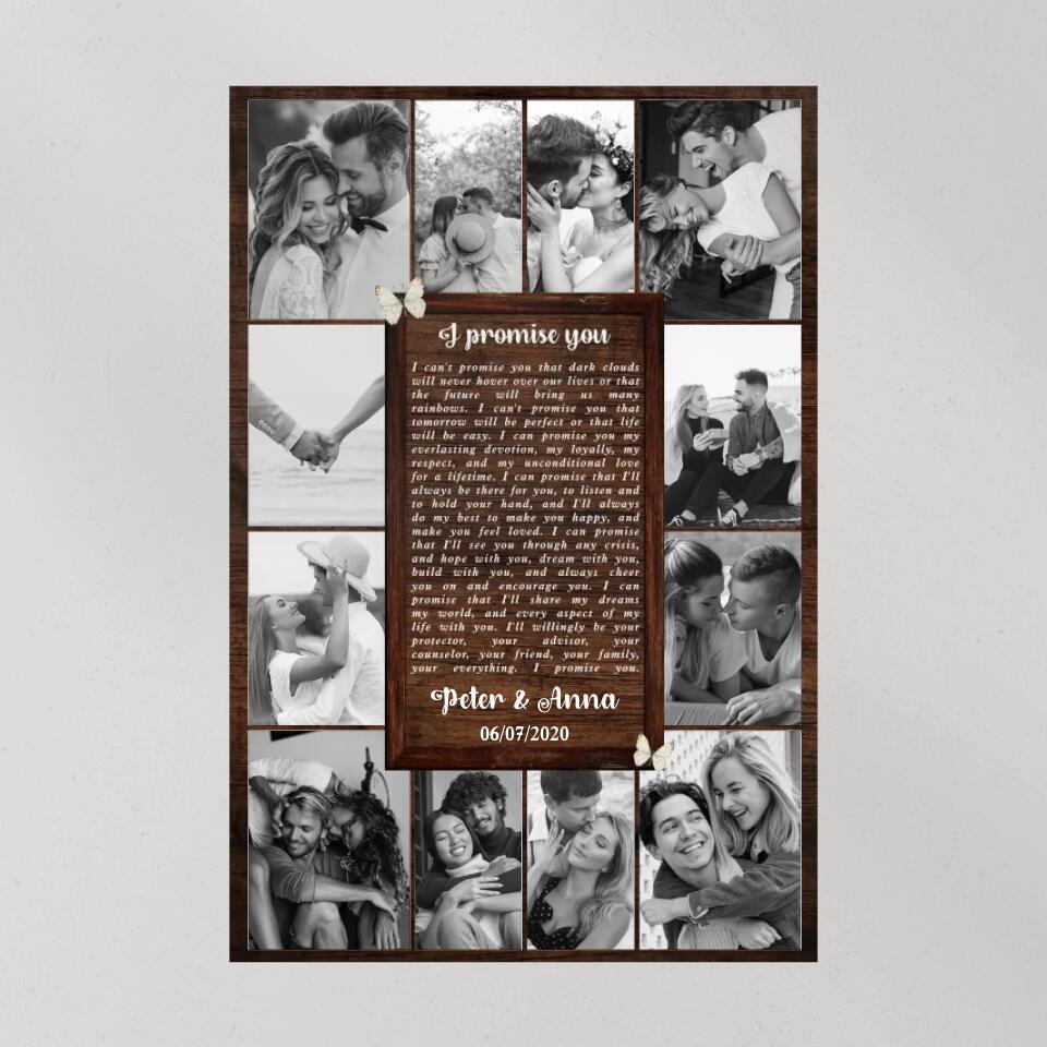 Love Quote Photo Collage Custom Canvas Poster Anniversary Gift For Wife