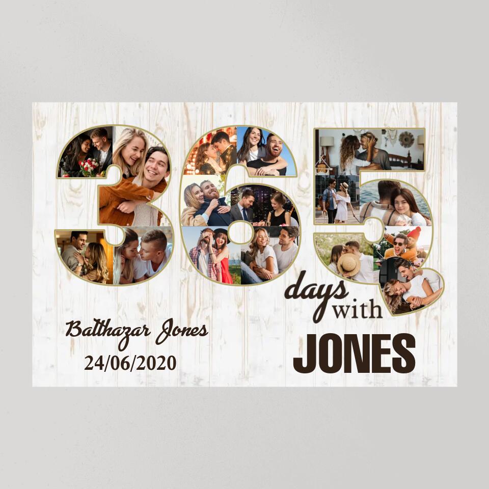 365 Days With My Love Custom Canvas Poster 1 Year Anniversary Gift For Boyfriend