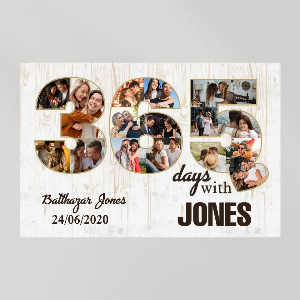 365 Days With My Love Custom Canvas Poster 1 Year Anniversary Gift For Boyfriend