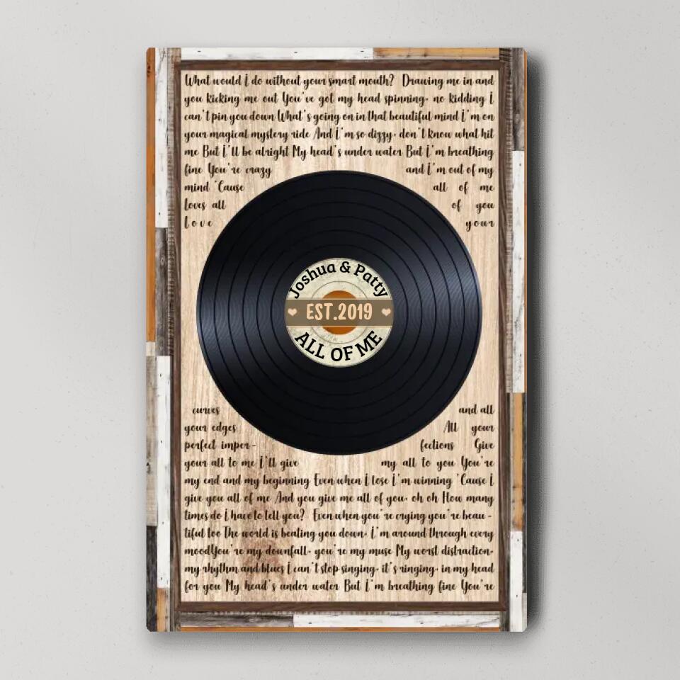 Love Message For Her Vinyl Record Custom Canvas Poster Wedding Gift For Couples