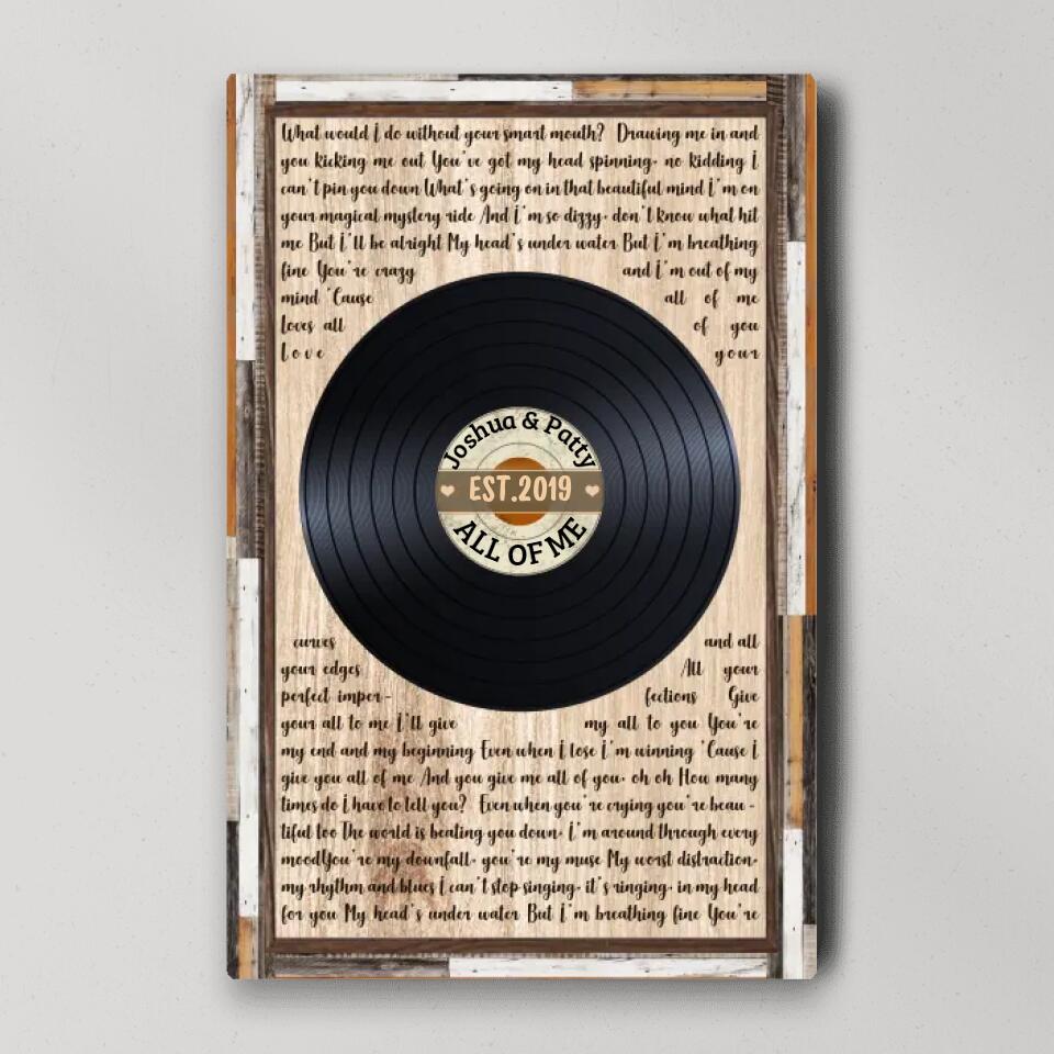 Love Message For Her Vinyl Record Custom Canvas Poster Wedding Gift For Couples