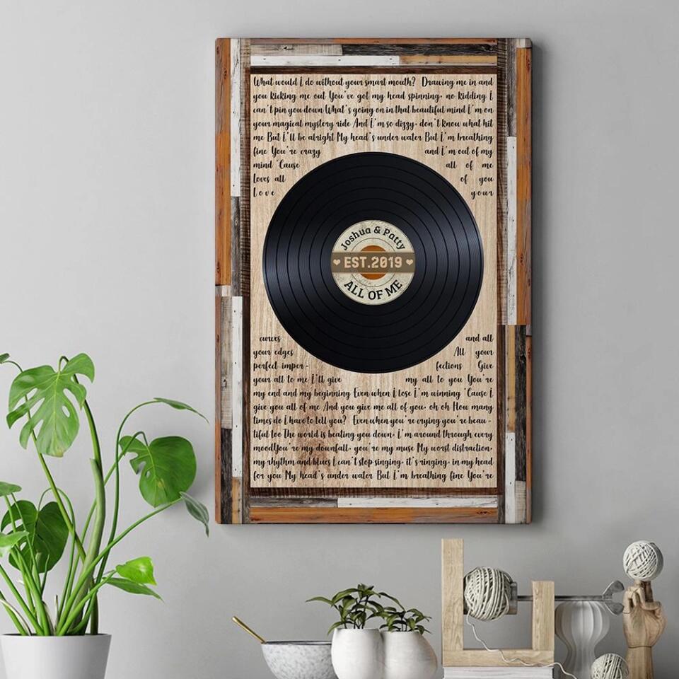 Love Message For Her Vinyl Record Custom Canvas Poster Wedding Gift For Couples