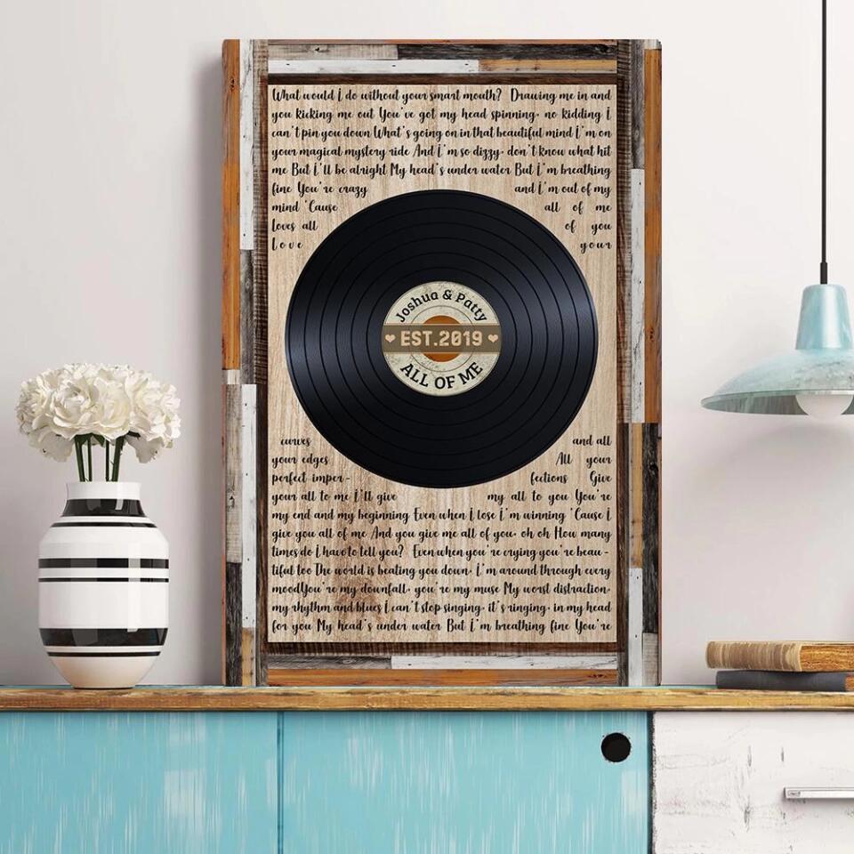 Love Message For Her Vinyl Record Custom Canvas Poster Wedding Gift For Couples