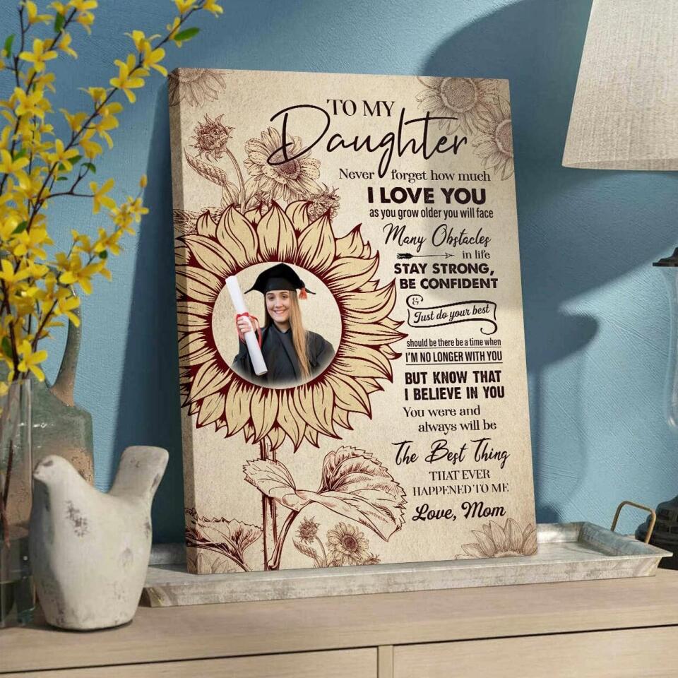 To My Daughter Sun Flower Custom Canvas Poster Birthday Gift For Daughter