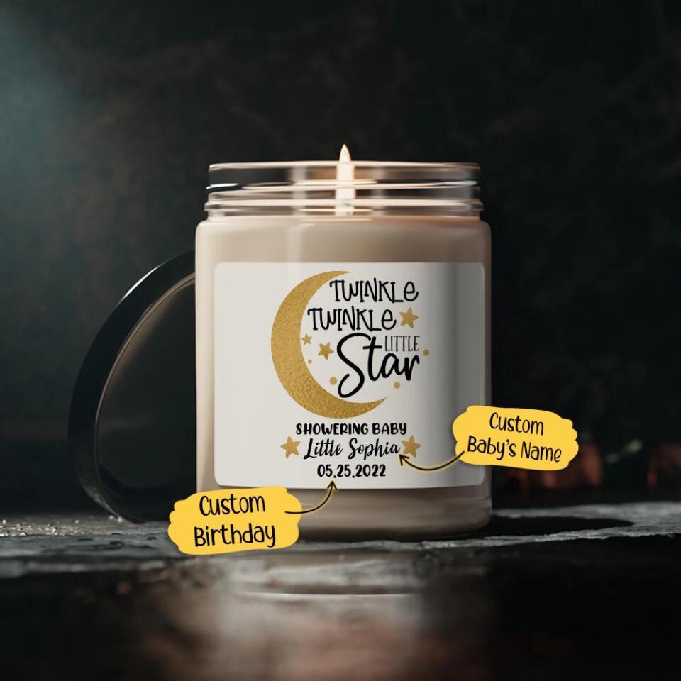 Twinkle Twinkle Little Star - Personalized Scented Candle - Gift for Baby Shower Party