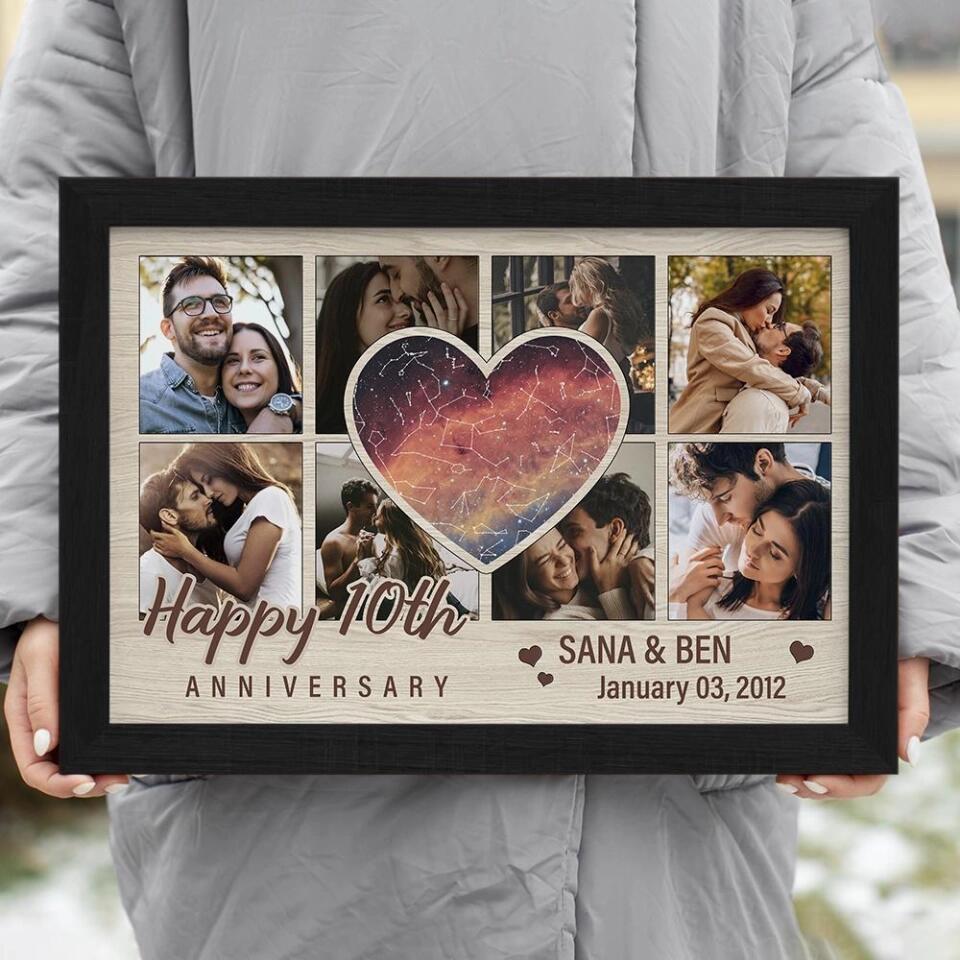Heart Shape Star Map Happy Anniversary Custom Canvas Poster Anniversary Gift For Couples
