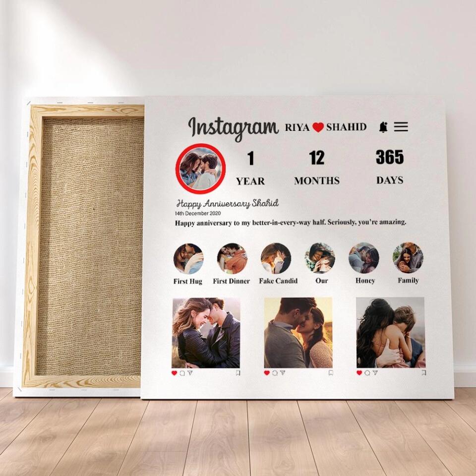 Instagram Collage With Your Own Stories Custom Canvas Poster Anniversary Gift For Couples