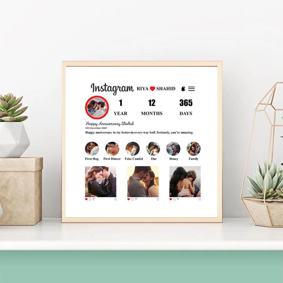 Instagram Collage With Your Own Stories Custom Canvas Poster Anniversary Gift For Couples