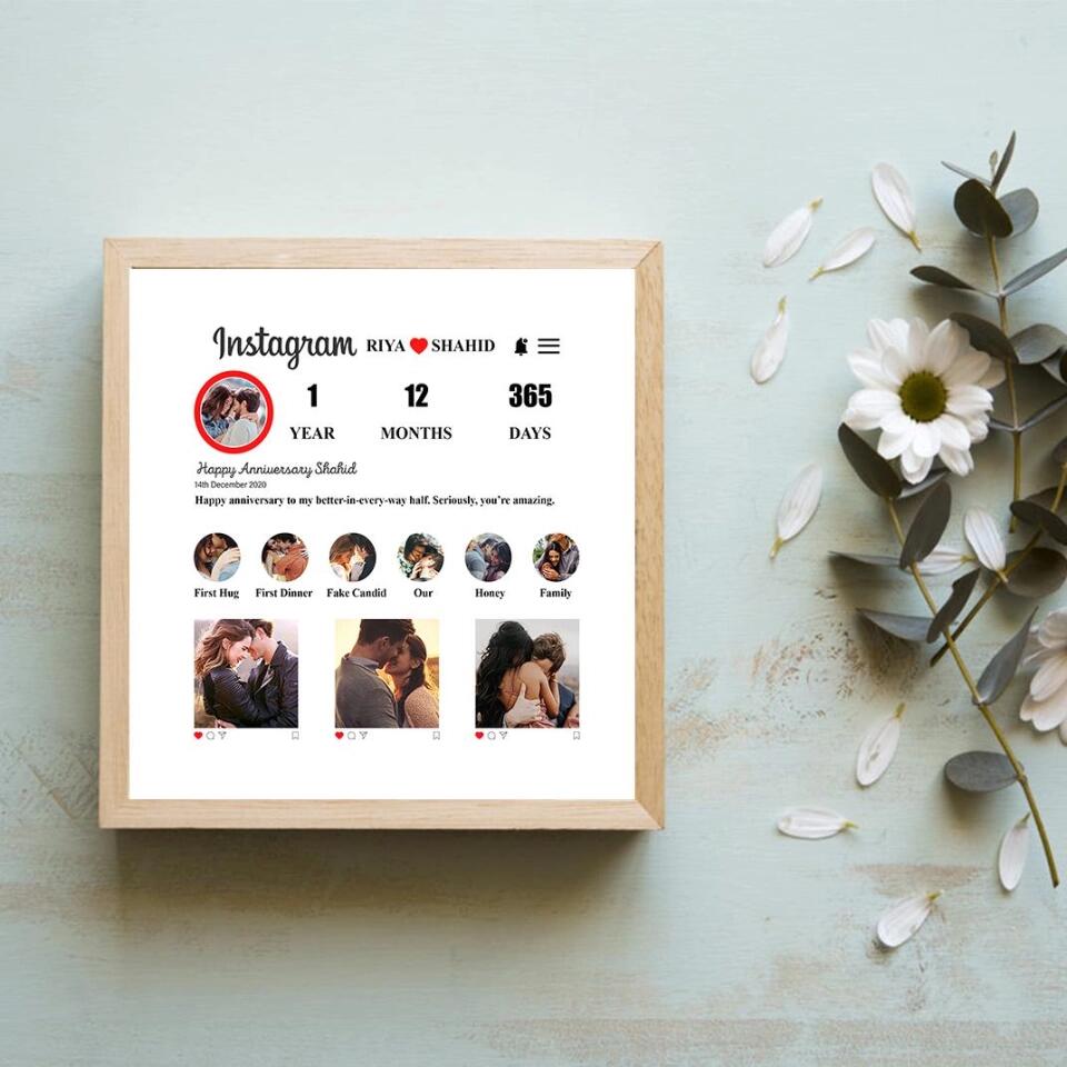 Instagram Collage With Your Own Stories Custom Canvas Poster Anniversary Gift For Couples