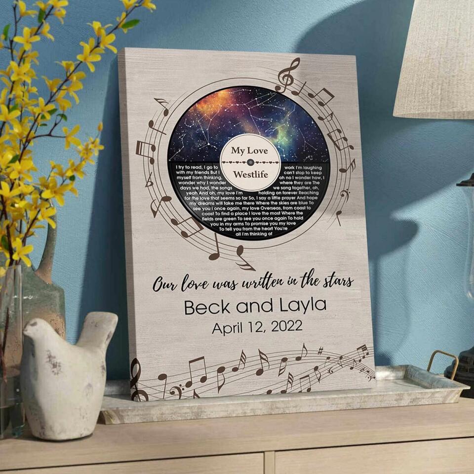 Our Love Was Written In The Stars Custom Canvas Poster Anniversary Gift For Couples