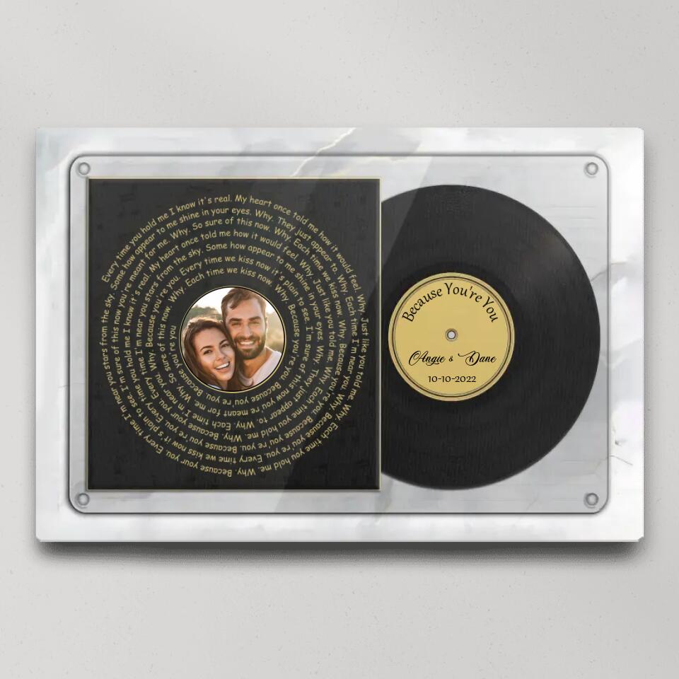 Vinyl Record With Favorite Song Lyrics Custom Canvas Poster Anniversary Gift For Couples