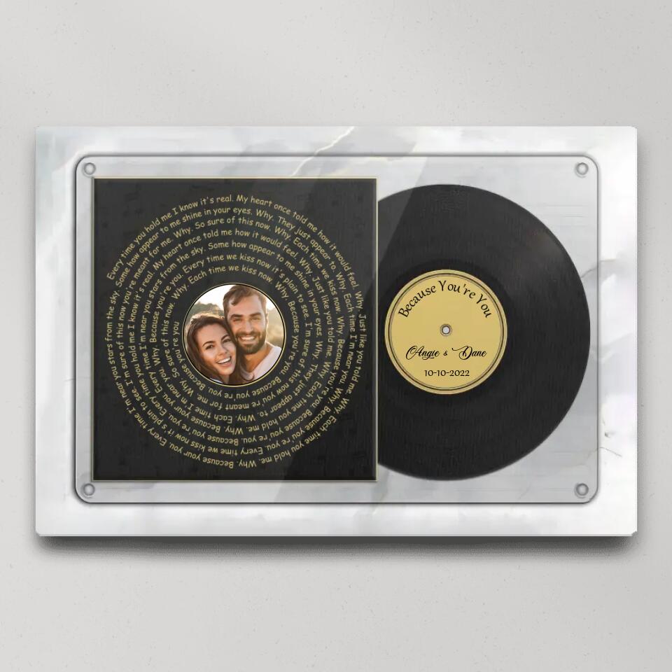 Vinyl Record With Favorite Song Lyrics Custom Canvas Poster Anniversary Gift For Couples