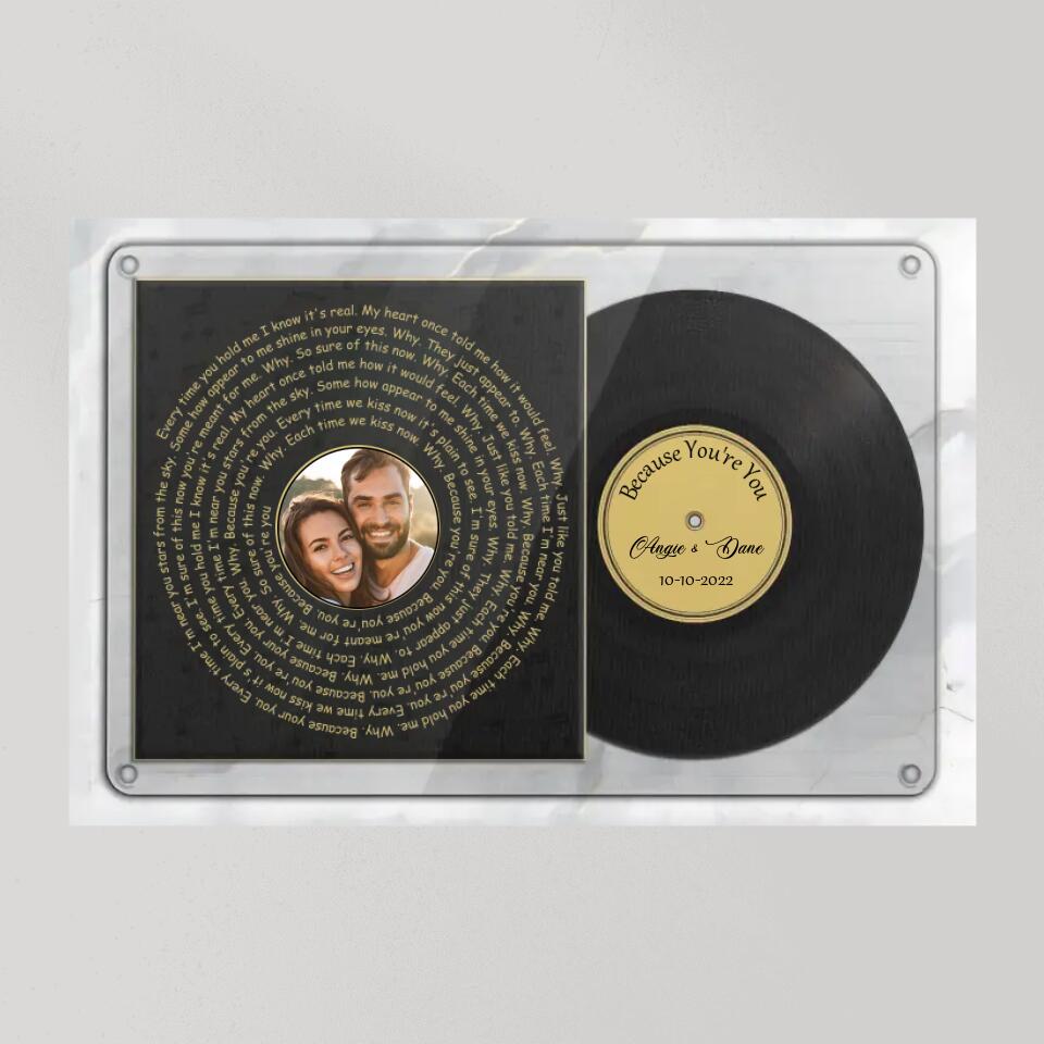 Vinyl Record With Favorite Song Lyrics Custom Canvas Poster Anniversary Gift For Couples