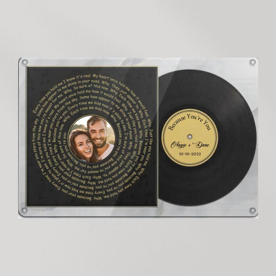 Vinyl Record With Favorite Song Lyrics Custom Canvas Poster Anniversary Gift For Couples